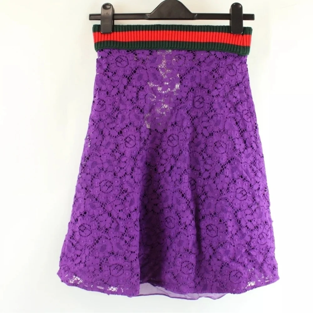 Gucci Cluny Lace Skirt SZ 42 - Picture 4 of 12